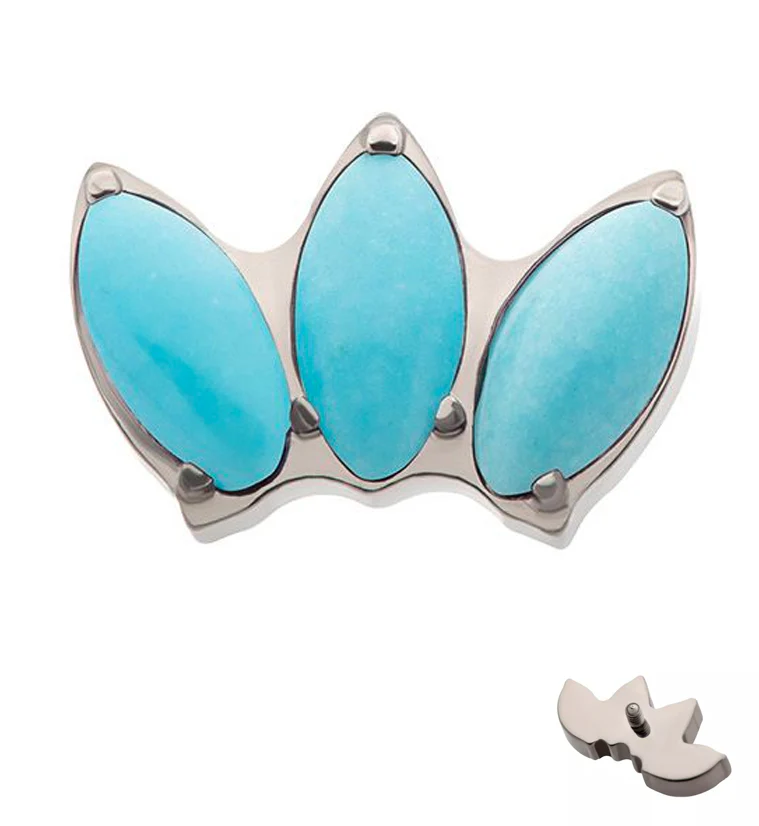 Empress Triple Howlite Turquoise Stone Internally Threaded Titanium Top
