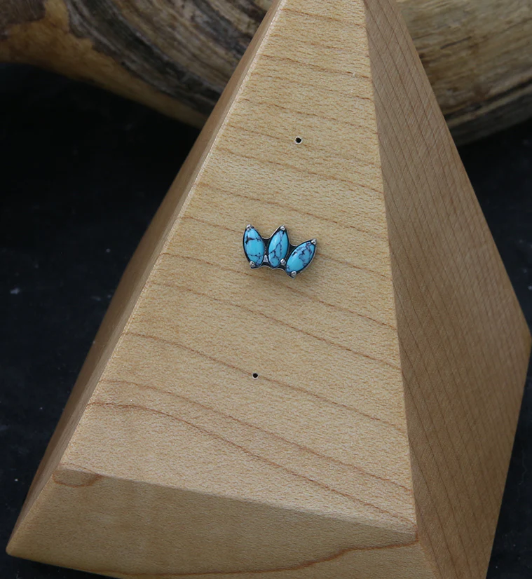 Empress Triple Turquoise Stone Threadless Titanium Top - Image 2