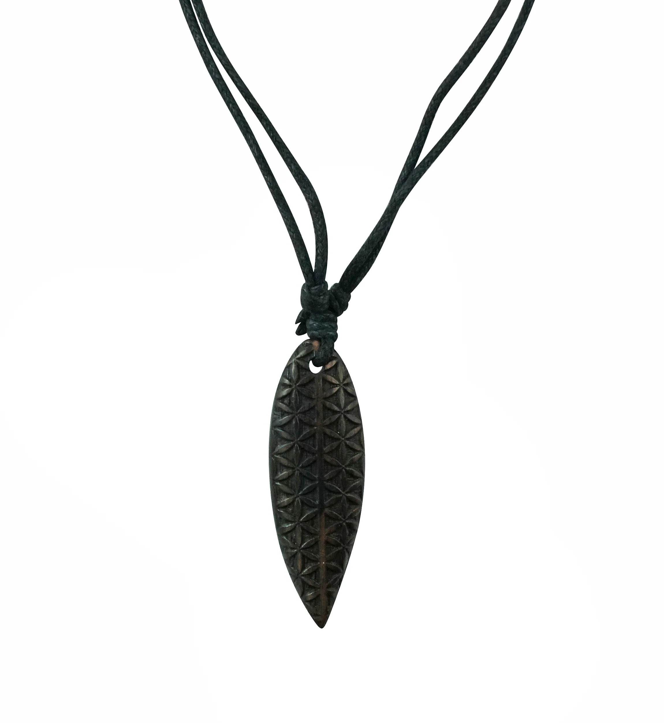 Engraved Flower Of Life Pendant Wood Pendant Necklace