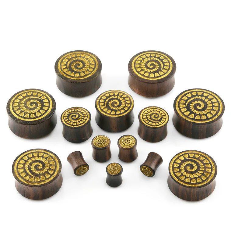 Engraved Golden Spiral Sono Wood Plugs - Image 2