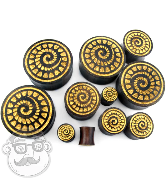 Engraved Golden Spiral Sono Wood Plugs - Image 4