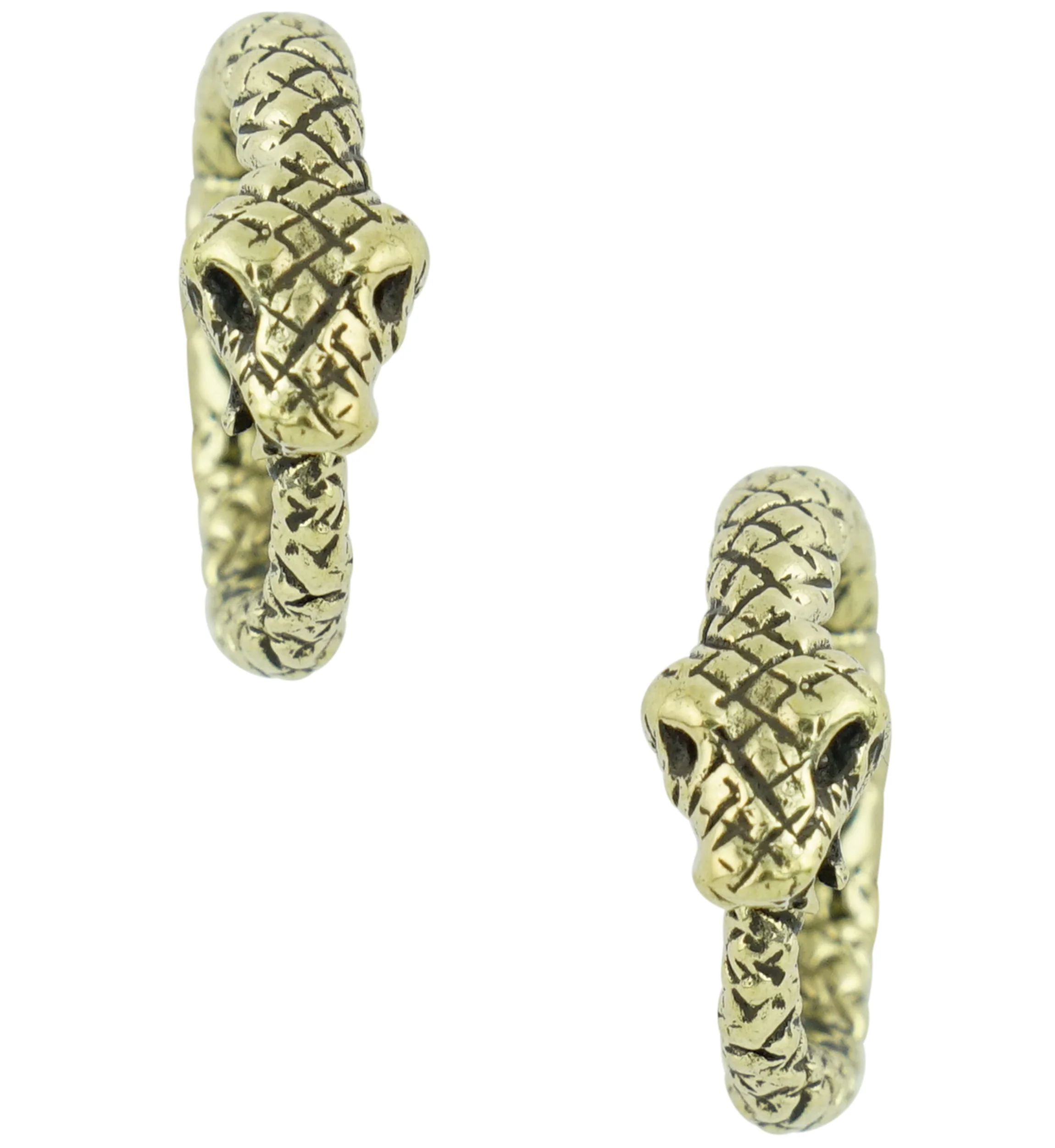 Eternal Snake Brass Hinged Stretched Ear Cuffs - Image 3