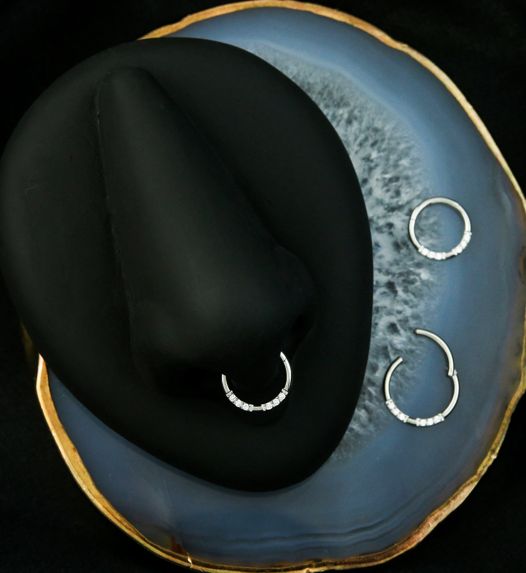 Ethereal Front Facing Clear CZ Stainless Steel Hinged Segment Ring - Image 3
