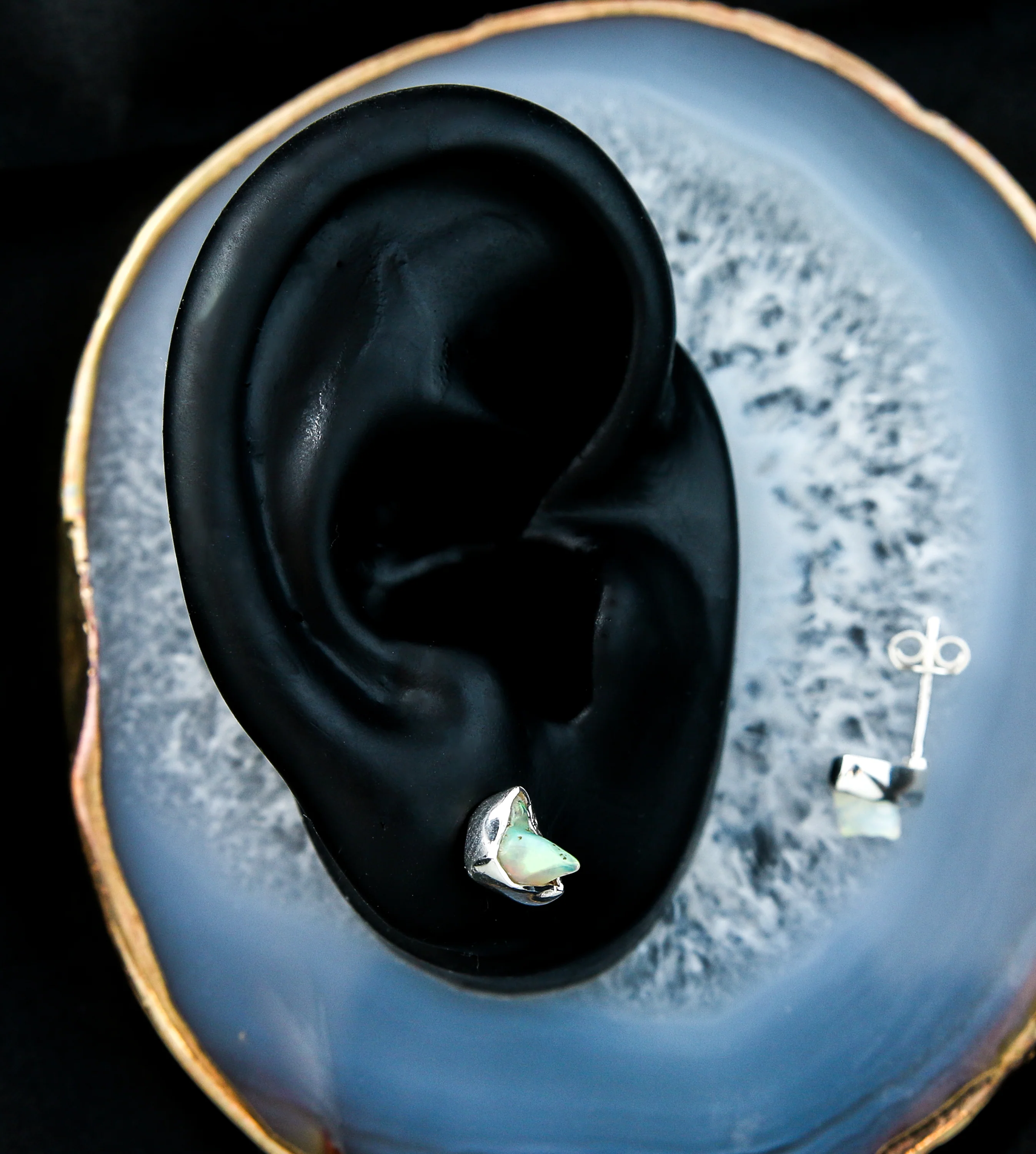 Ethiopian Opal Bezel Set Sterling Silver Earrings - Image 2