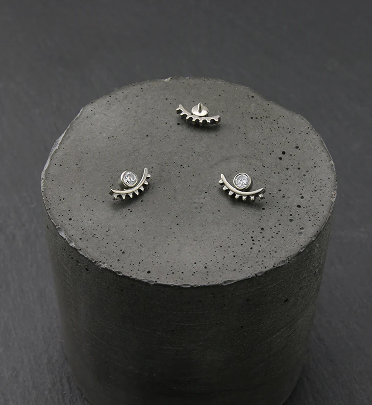 Evil Eye Clear CZ Internally Threaded Titanium Top - Image 2