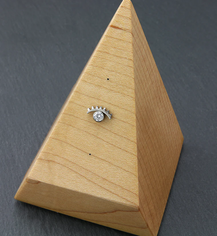 Evil Eye Clear CZ Threadless Titanium Top - Image 2