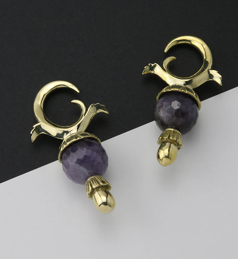 Faceted Amethyst Stone Totum Ear Weights - Image 2