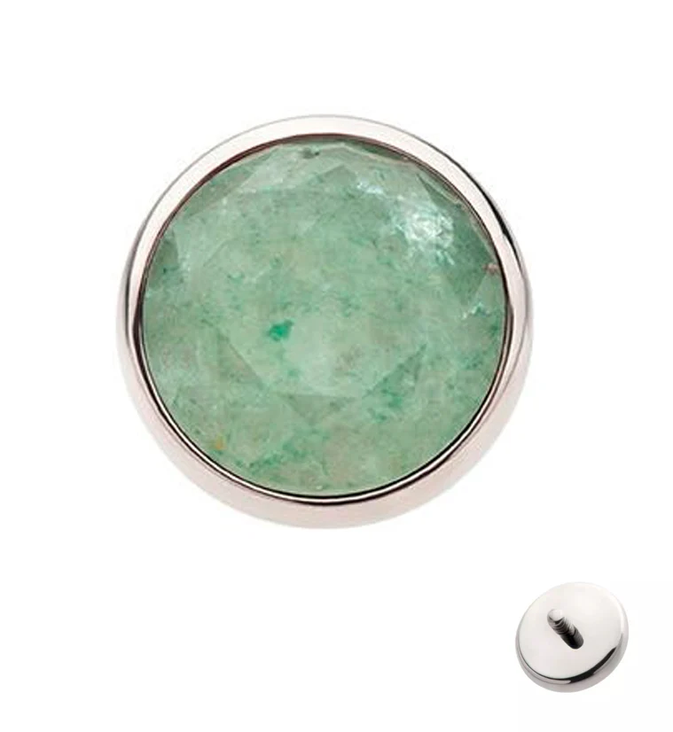 Faceted Aquamarine Stone Titanium Internally Threaded Top