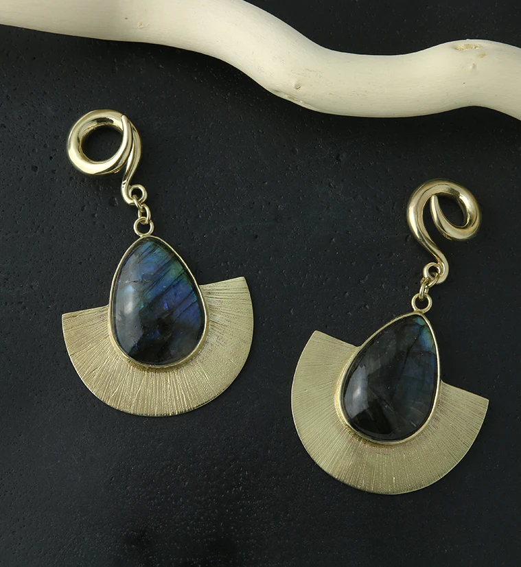 Fault Labradorite Stone Hanging Ear Weights - Image 3