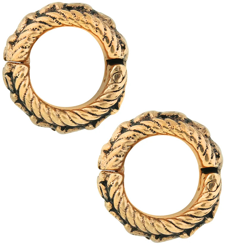 Fiber Rose Gold Brass Hinged Stretched Ear Cuffs