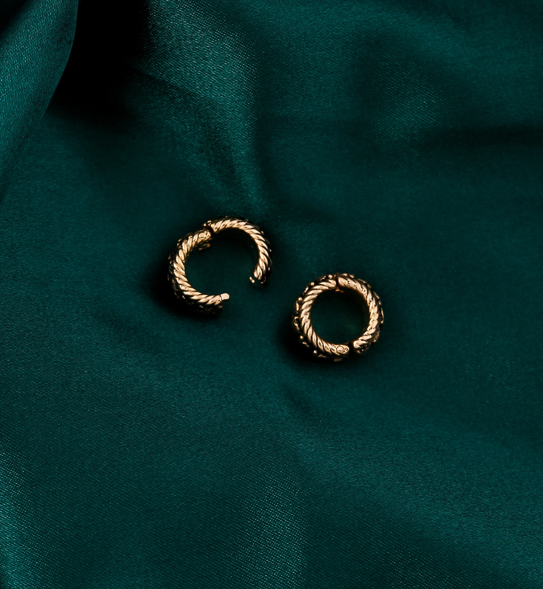 Fiber Rose Gold Brass Hinged Stretched Ear Cuffs - Image 2