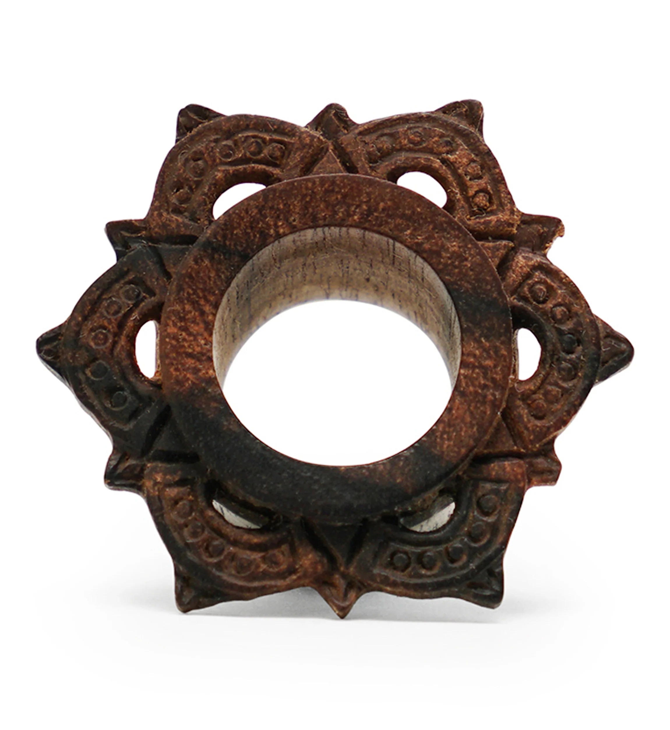 Filigree Areng Wood Mayan Flare Tunnel Plugs - Image 4