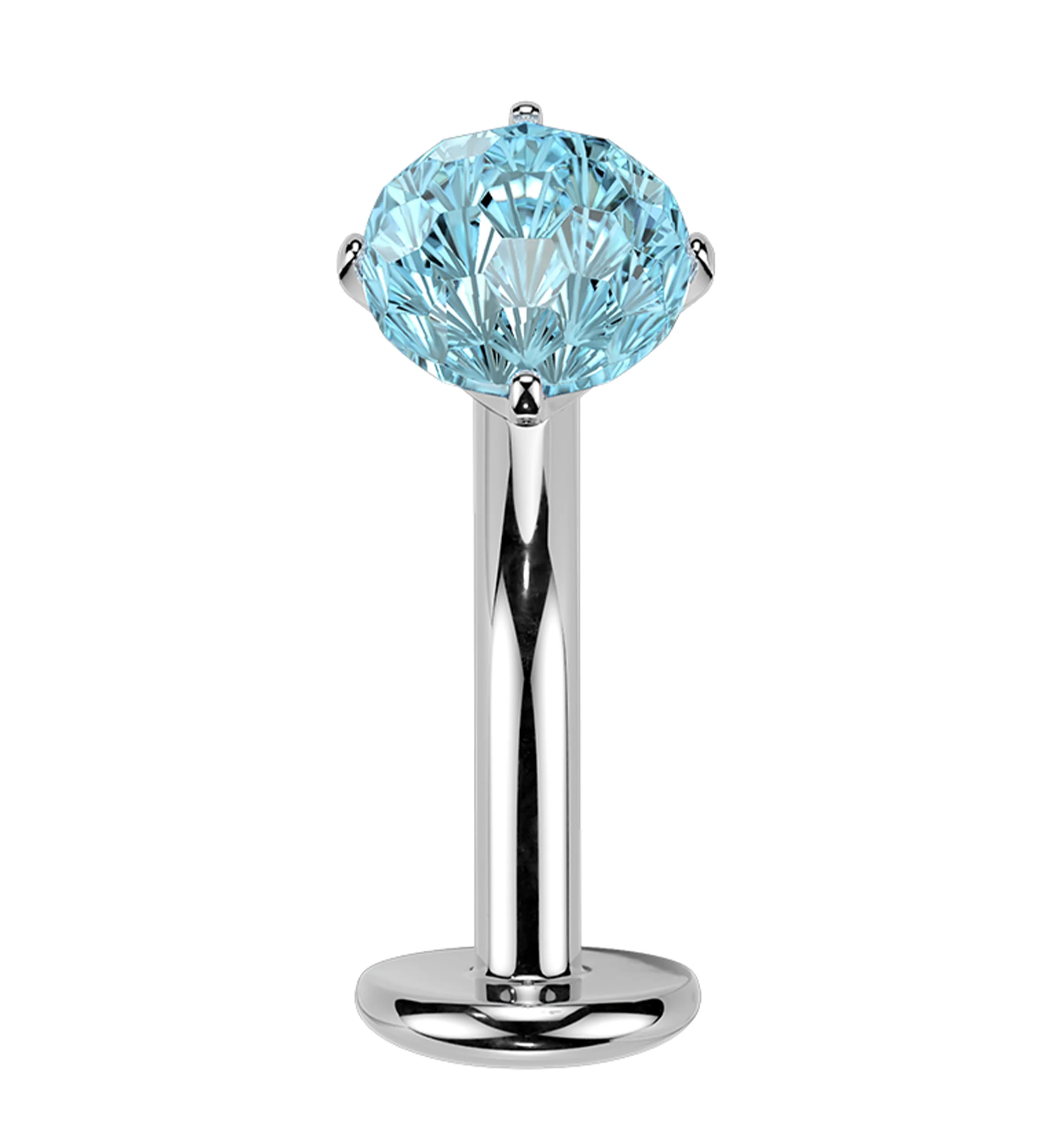 Fireworks Aqua CZ Titanium Threadless Curved Labret