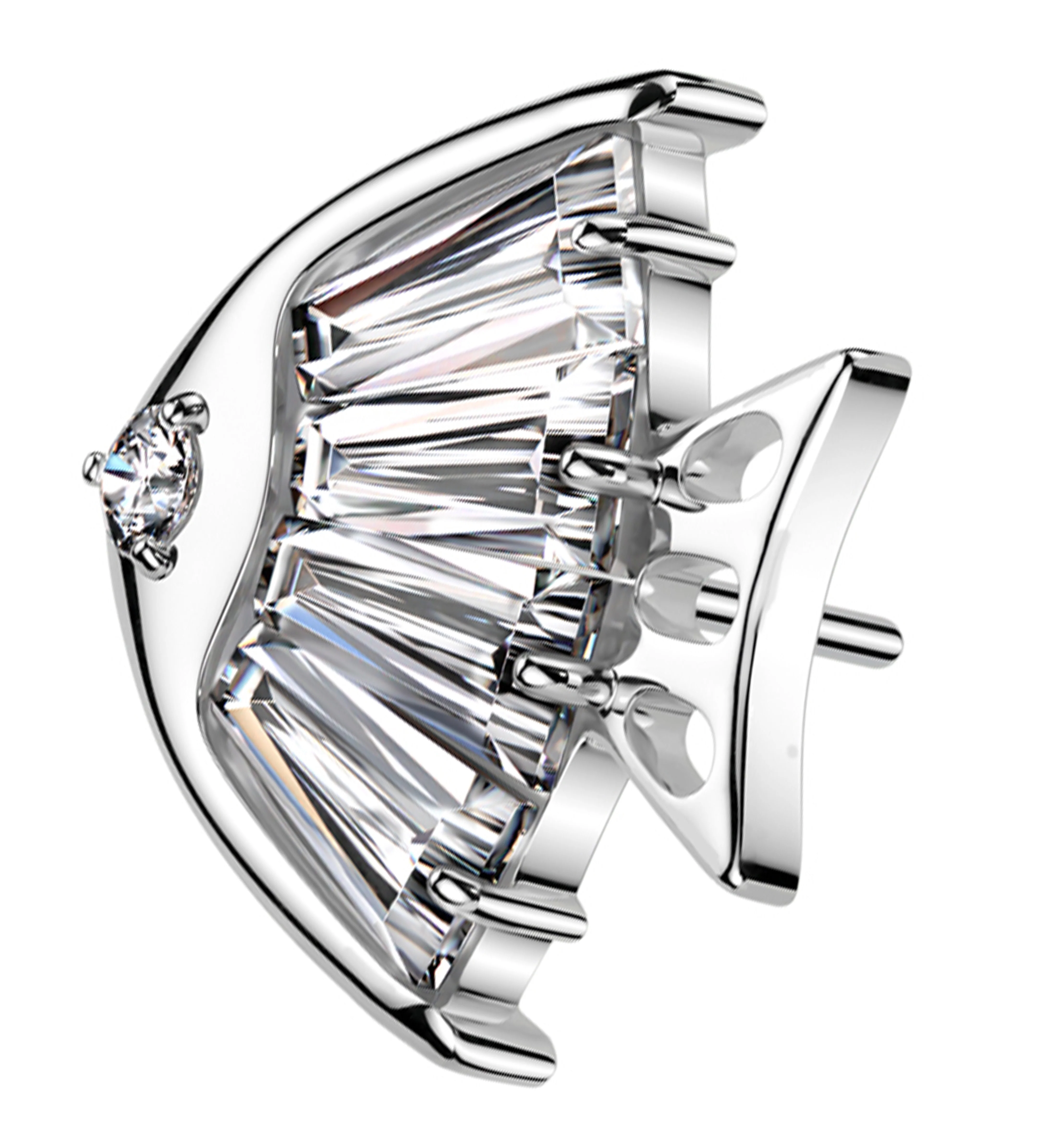 Fish Clear CZ Titanium Threadless Top