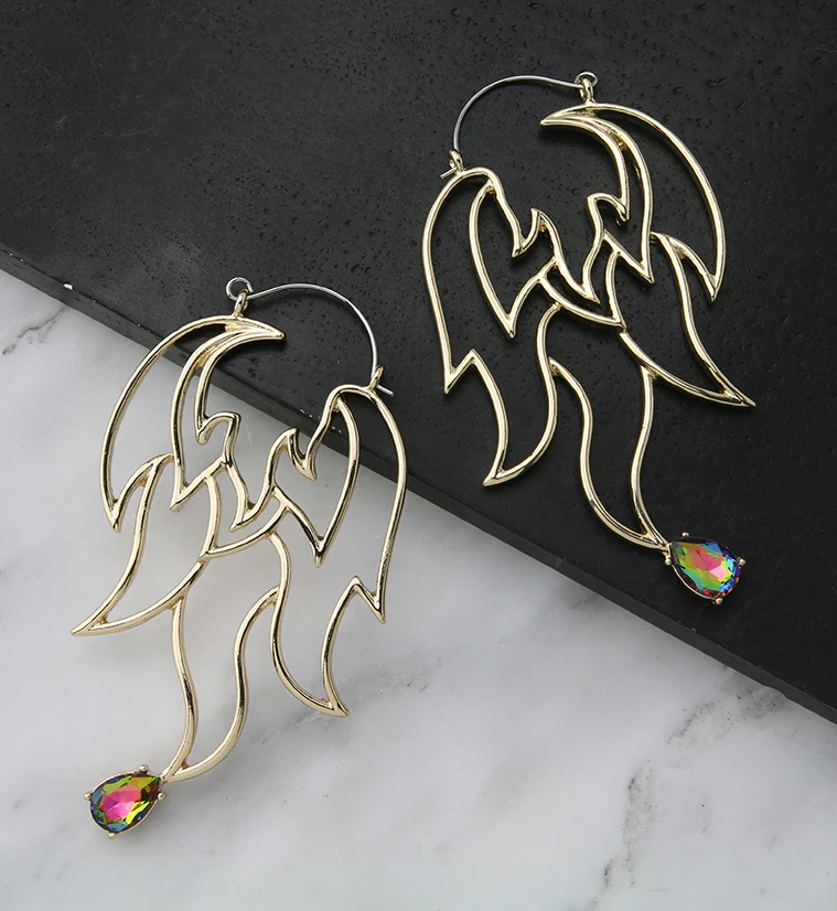 Flame Black Aurora CZ Plug Hoops - Image 2