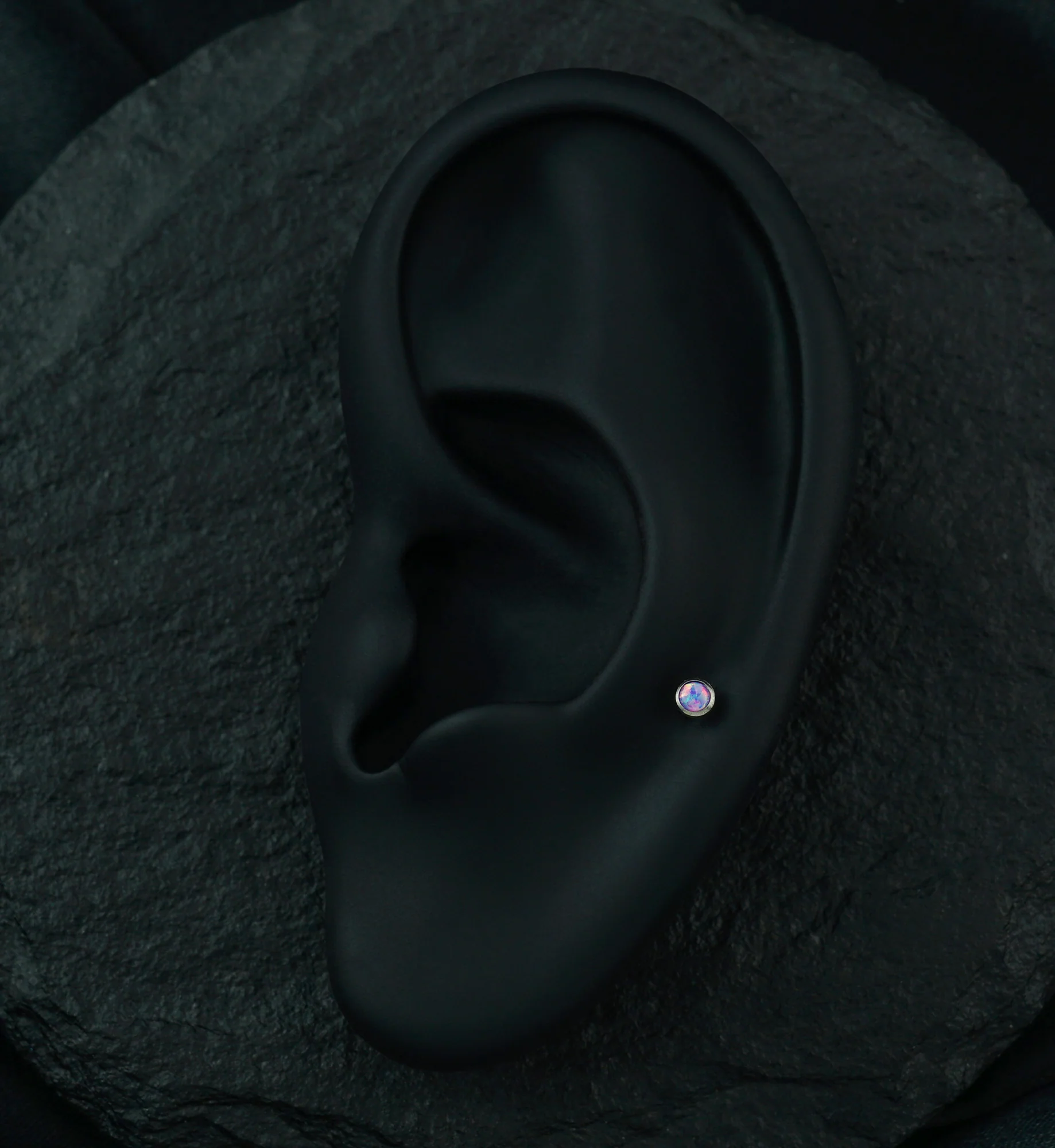 Flat Purple Opalite Titanium Threadless Labret - Image 5