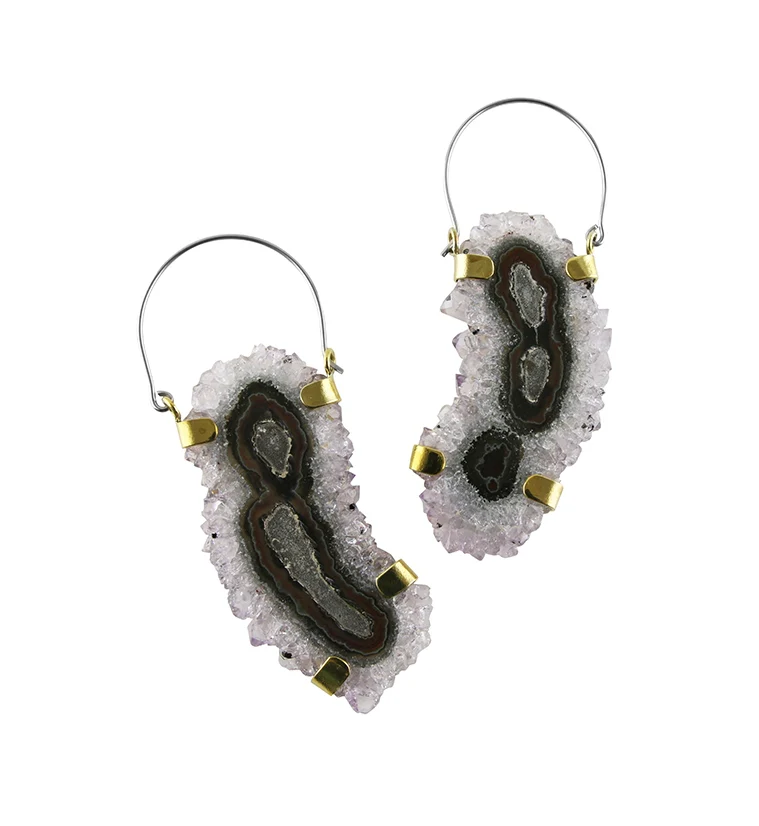 Flint Amethyst Titanium Hangers - Earrings