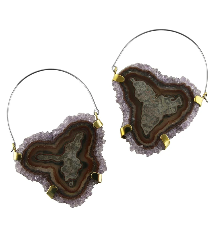 Flint Amethyst Titanium Hangers - Earrings - Image 2
