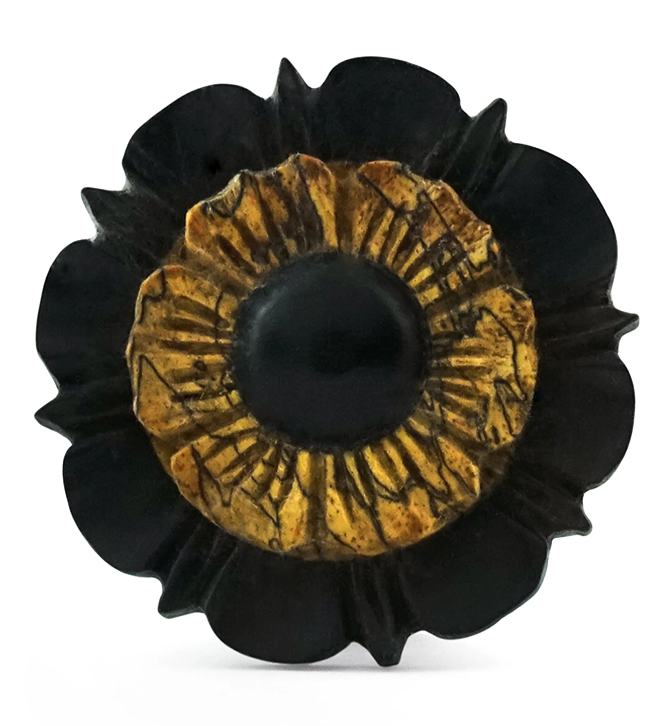 Floral Mayan Flare Areng Wood Plugs with Tamarind Wood Inner Ring - Image 4