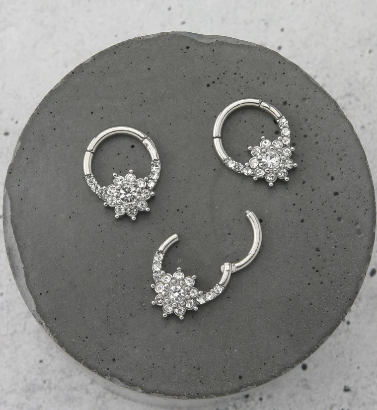 Floret CZ Hinged Segment Ring - Image 2