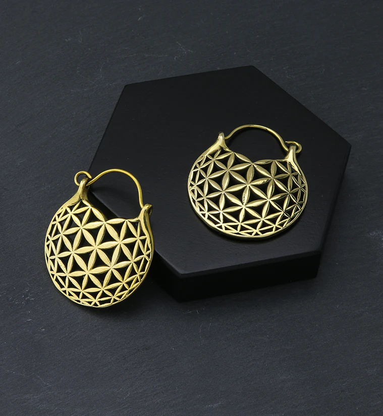 Flower of Life Brass Hangers / Earrings - Image 2