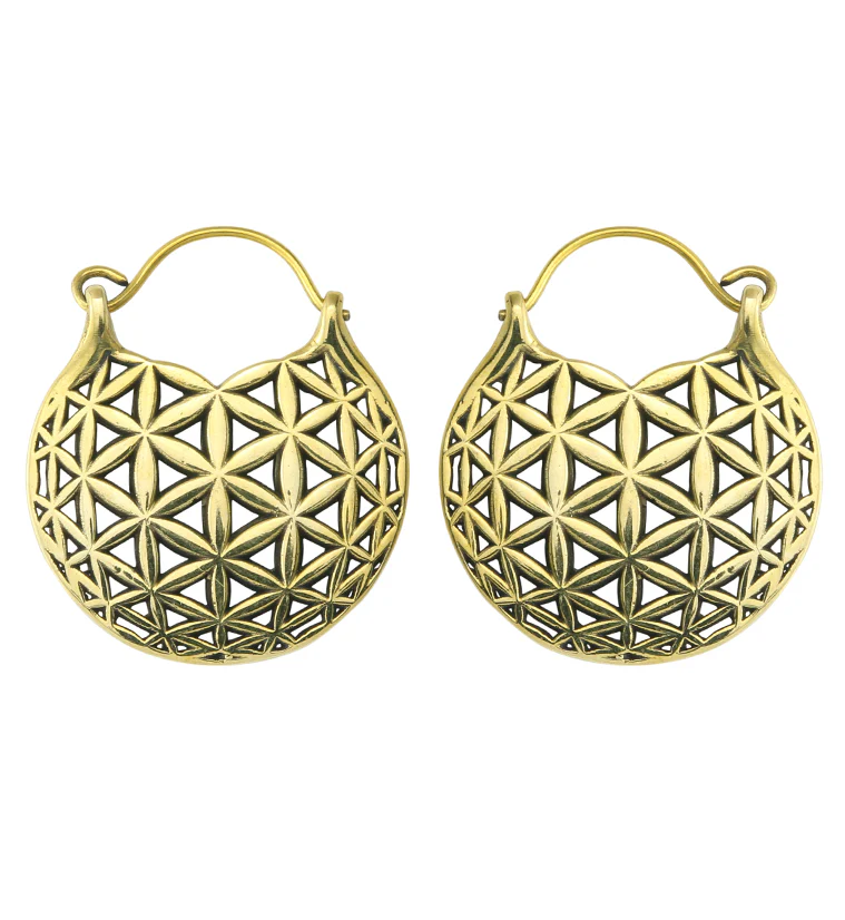 Flower of Life Brass Hangers / Earrings - Image 3