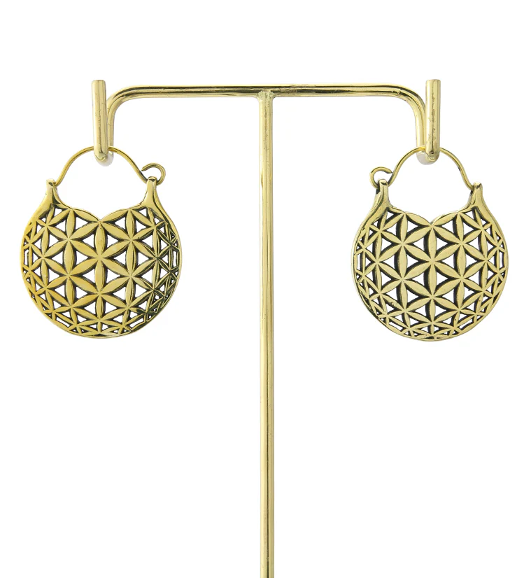 Flower of Life Brass Hangers / Earrings - Image 4