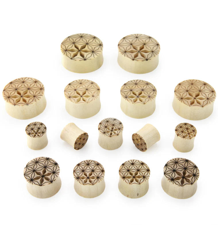 Flower of Life Engraved Crocodile Wooden Tunnels - Image 3