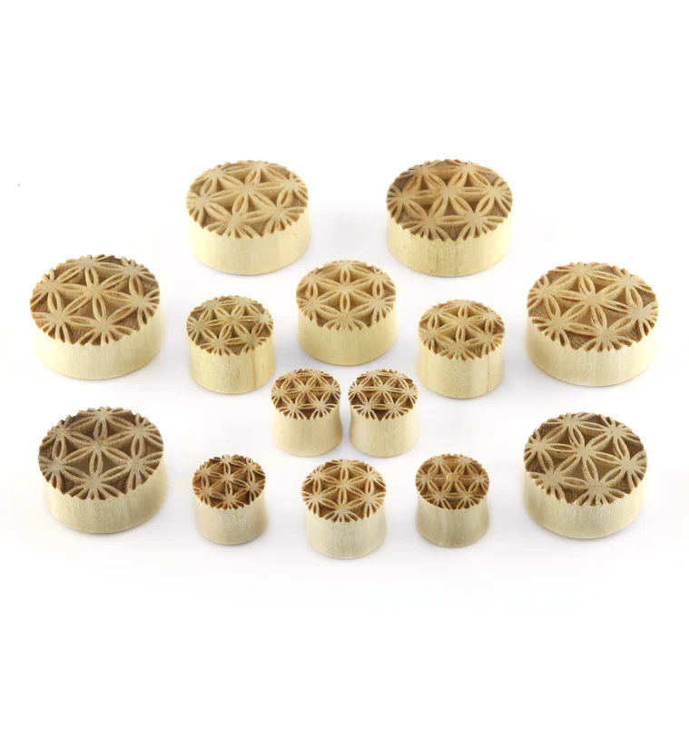 Flower of Life Engraved Wooden Tunnels - Image 2