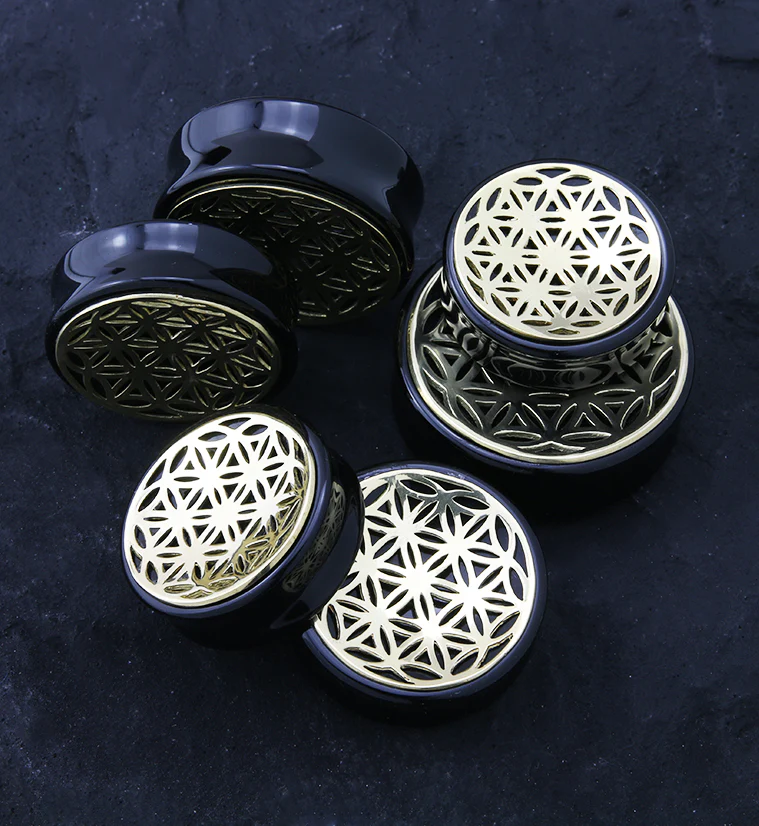 Flower of Life Obsidian Plugs - Image 2