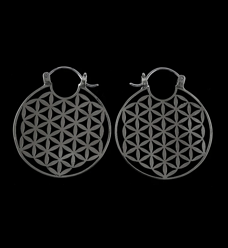 Flower of Life White Brass Ear Weights - Image 3