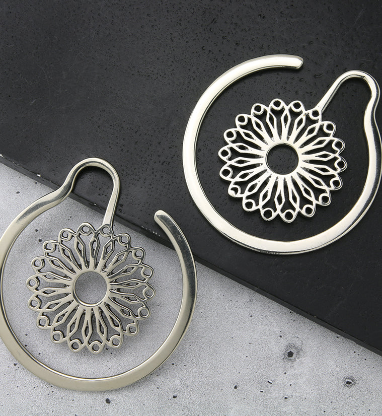 Flower Point White Brass Ear Weights - Image 2