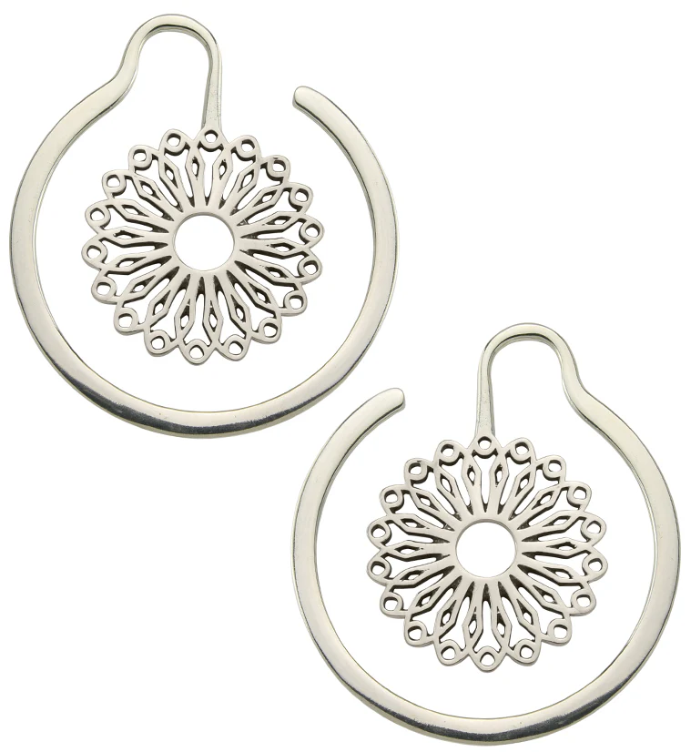 Flower Point White Brass Ear Weights - Image 3