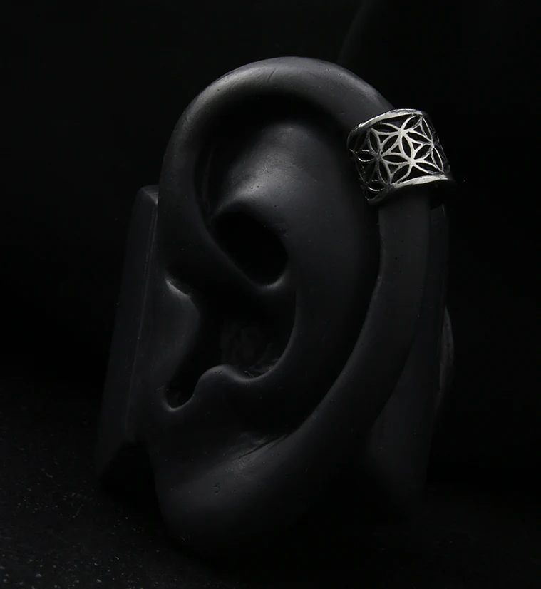 Flower White Brass Ear Cuff