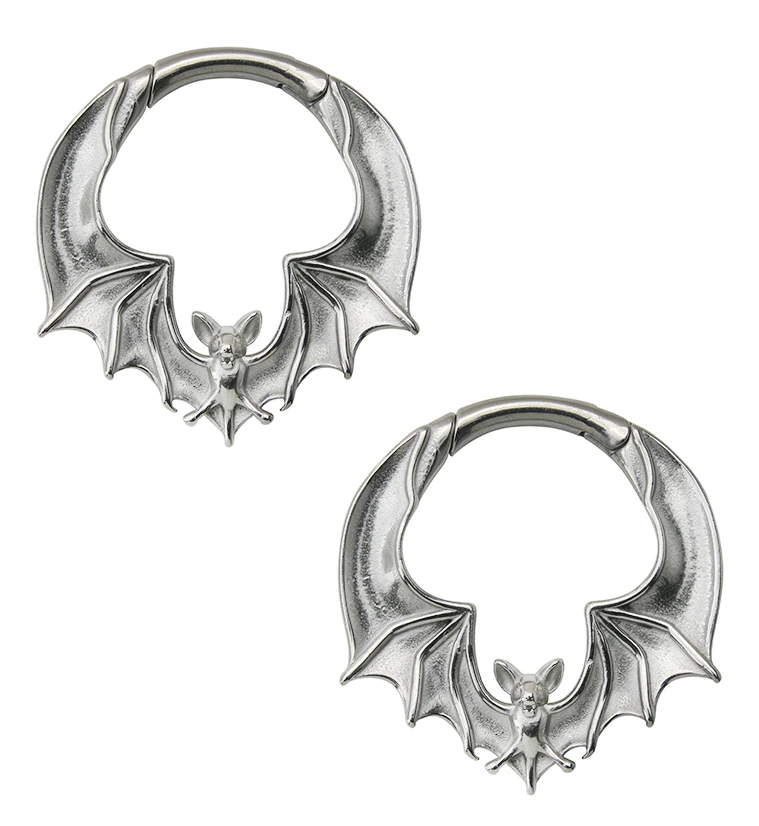 Flying Bat Stainless Steel Hinged Ear Weights - Image 4