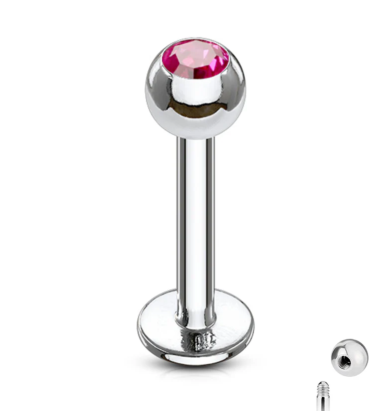 Fuchsia CZ Labret Post