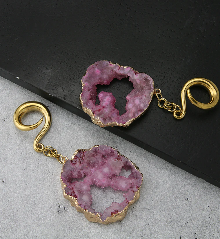 Fuchsia Druzy Agate Slice Hangers - Image 2