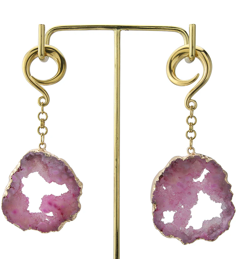 Fuchsia Druzy Agate Slice Hangers - Image 3