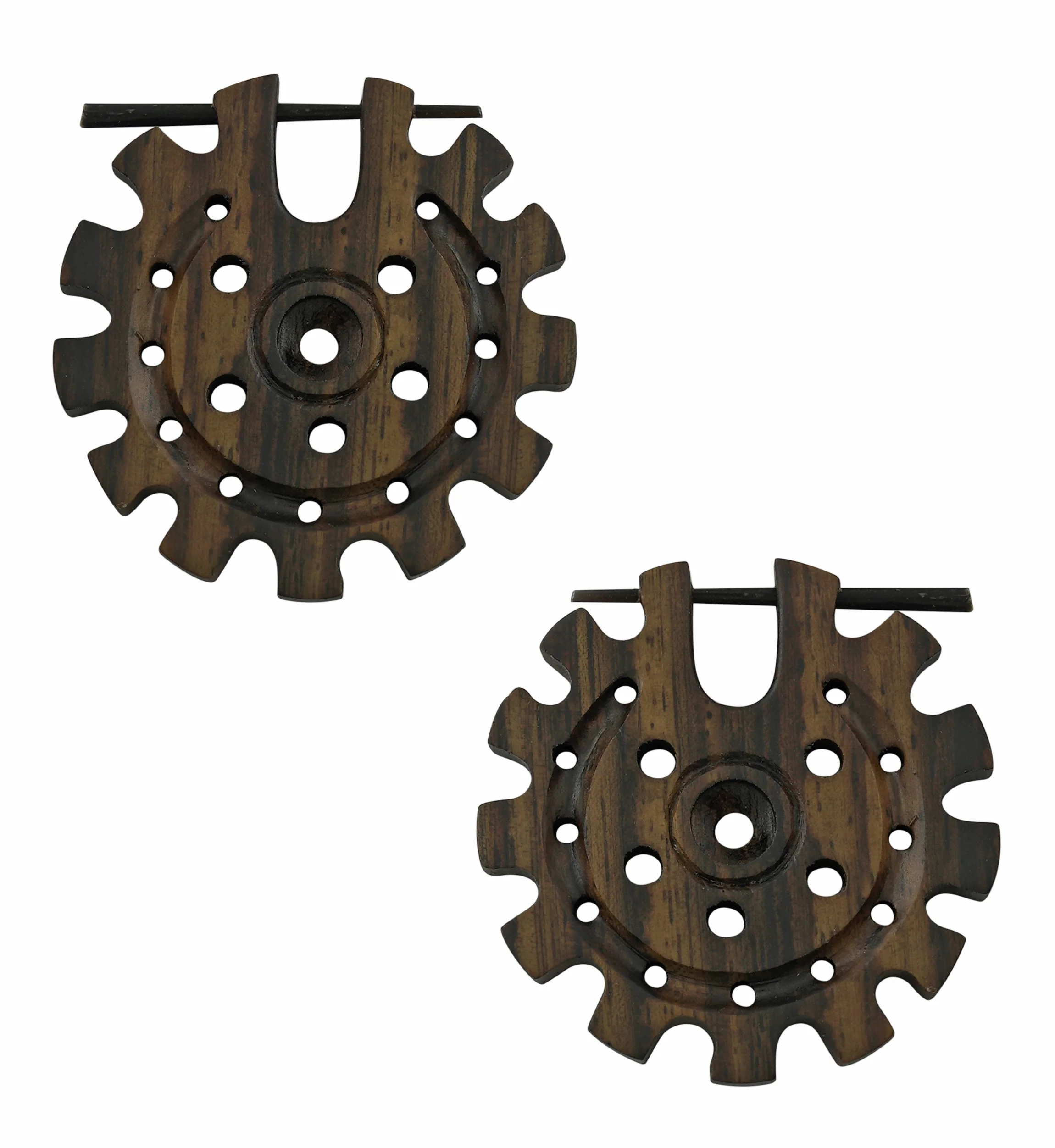 Geared Wooden Earrings
