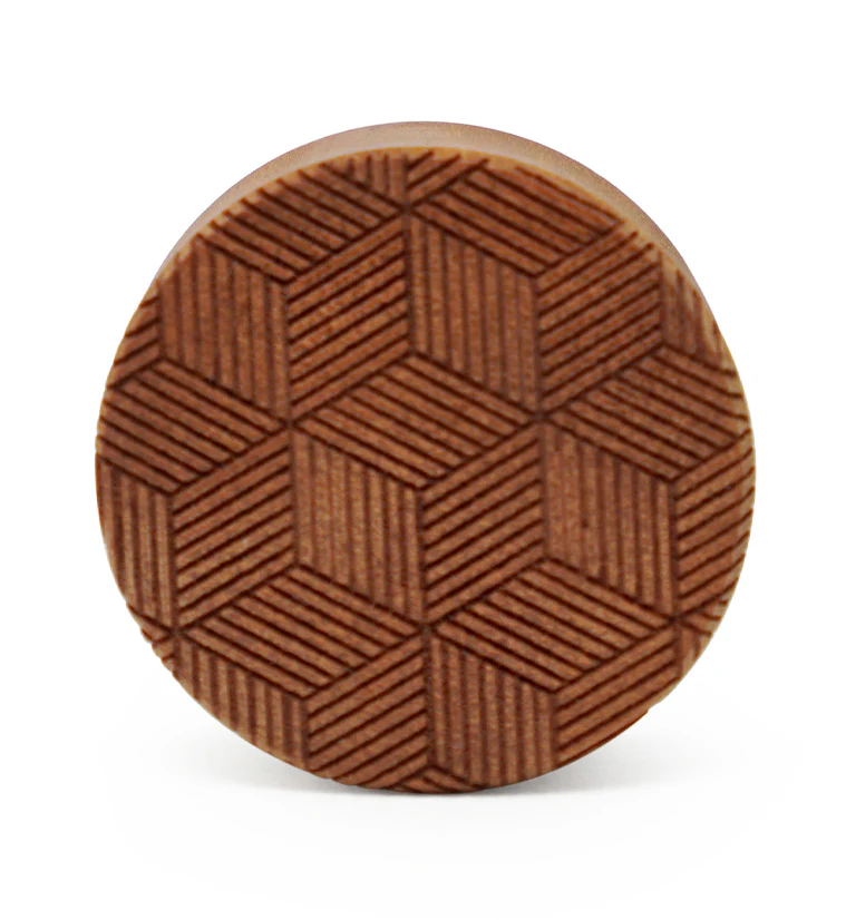 Geo Cube Engraved Saba Wood Plugs - Image 4