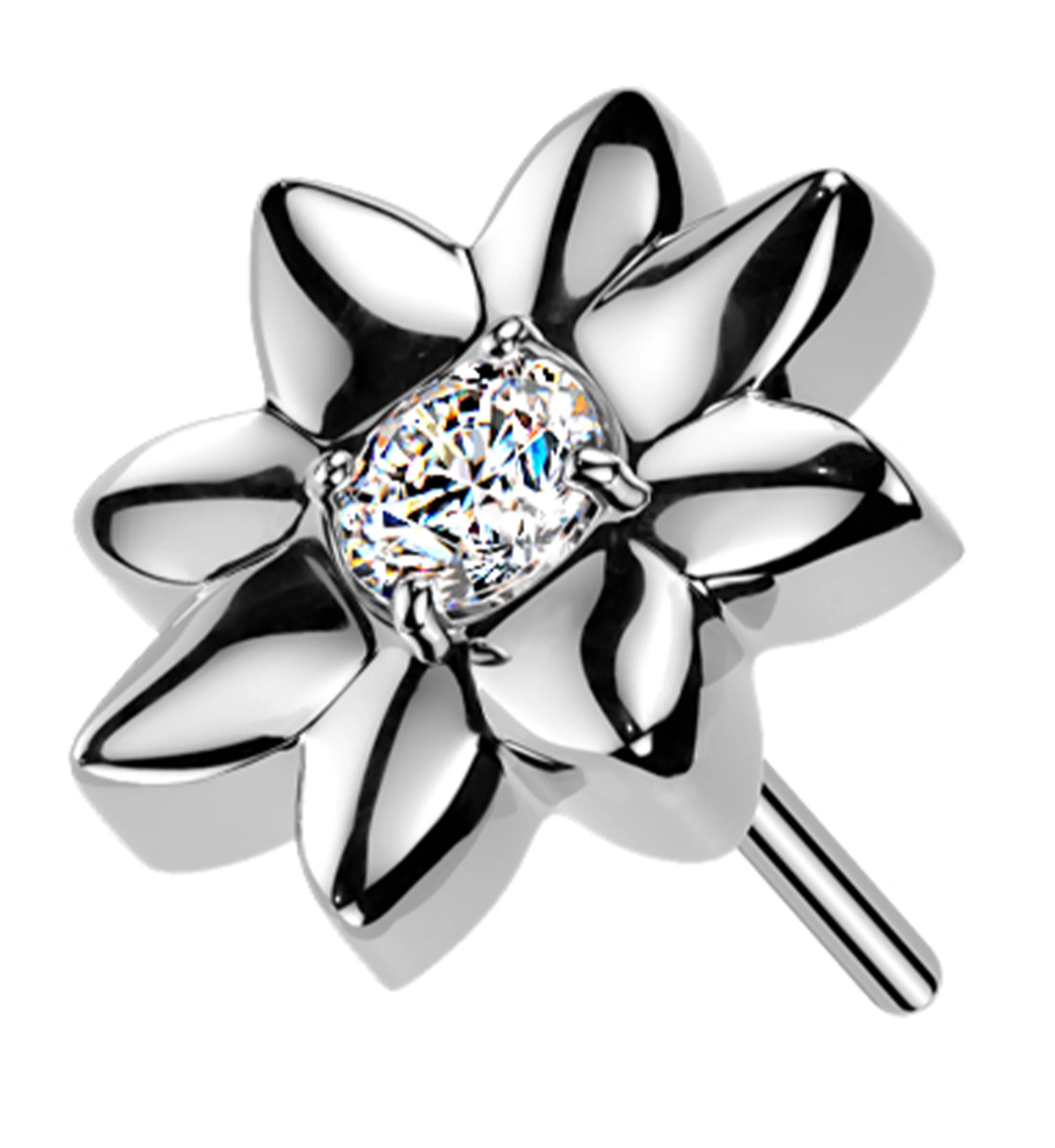 Geo Daisy Clear CZ Titanium Threadless Top
