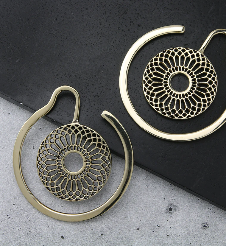 Geo Flower Brass Ear Weights - Image 2