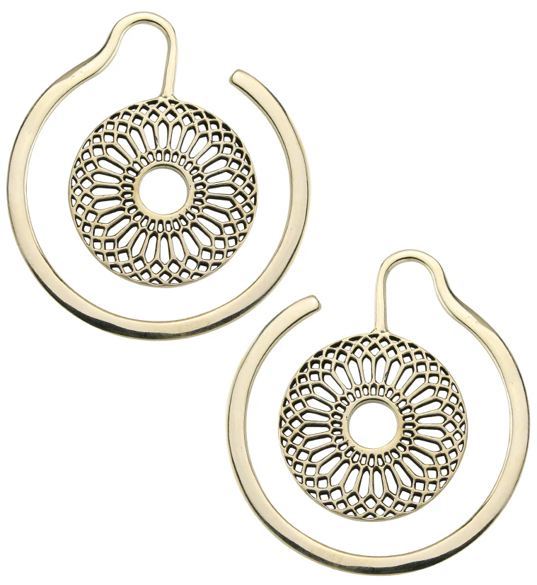 Geo Flower Brass Ear Weights - Image 3
