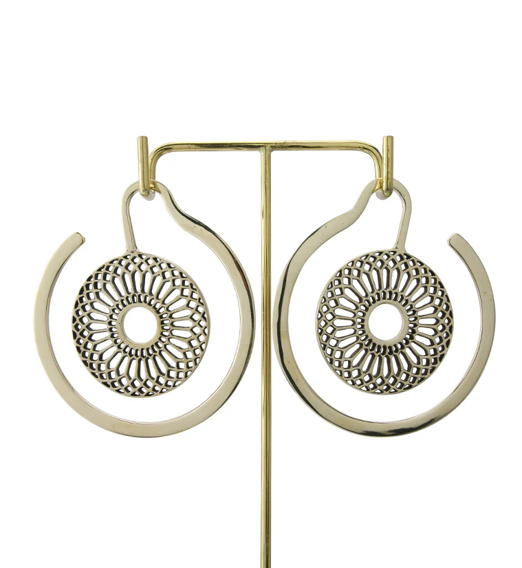 Geo Flower Brass Ear Weights - Image 4