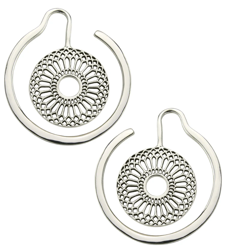 Geo Flower White Brass Ear Weights - Image 4