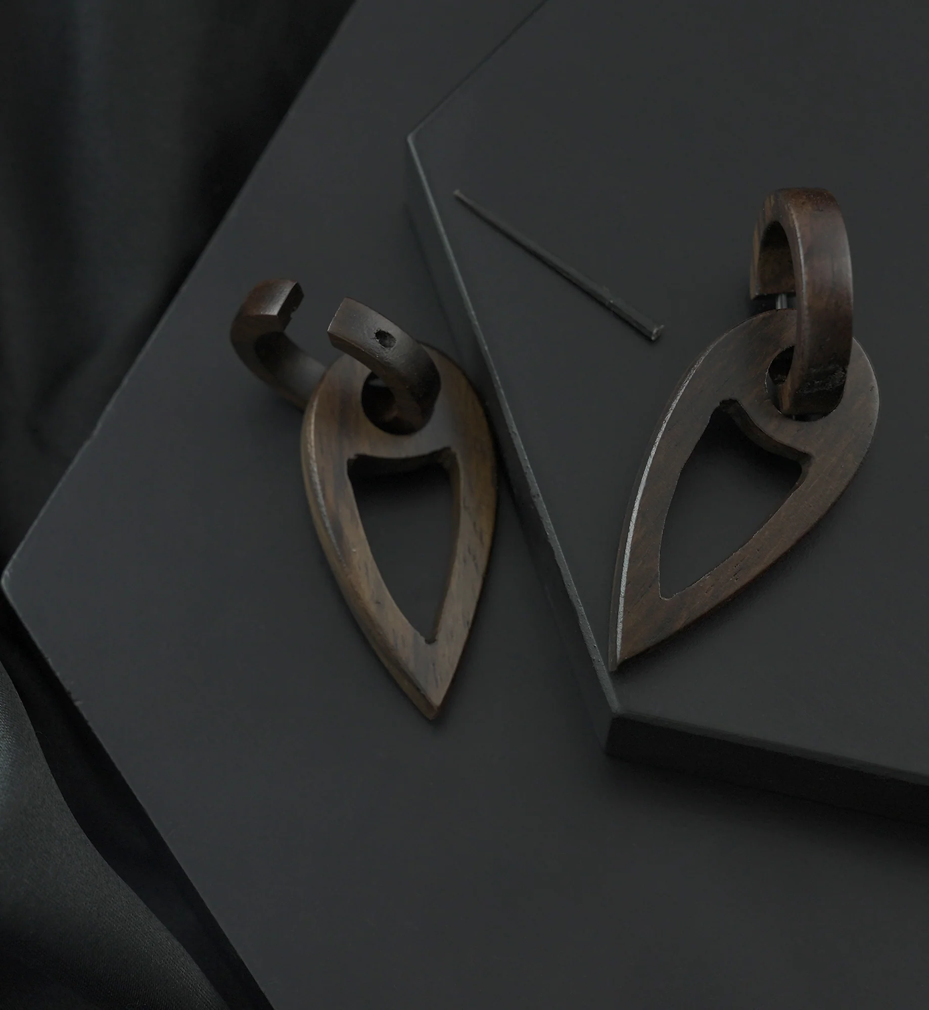 Geo Wooden Hoop Earrings - Image 2