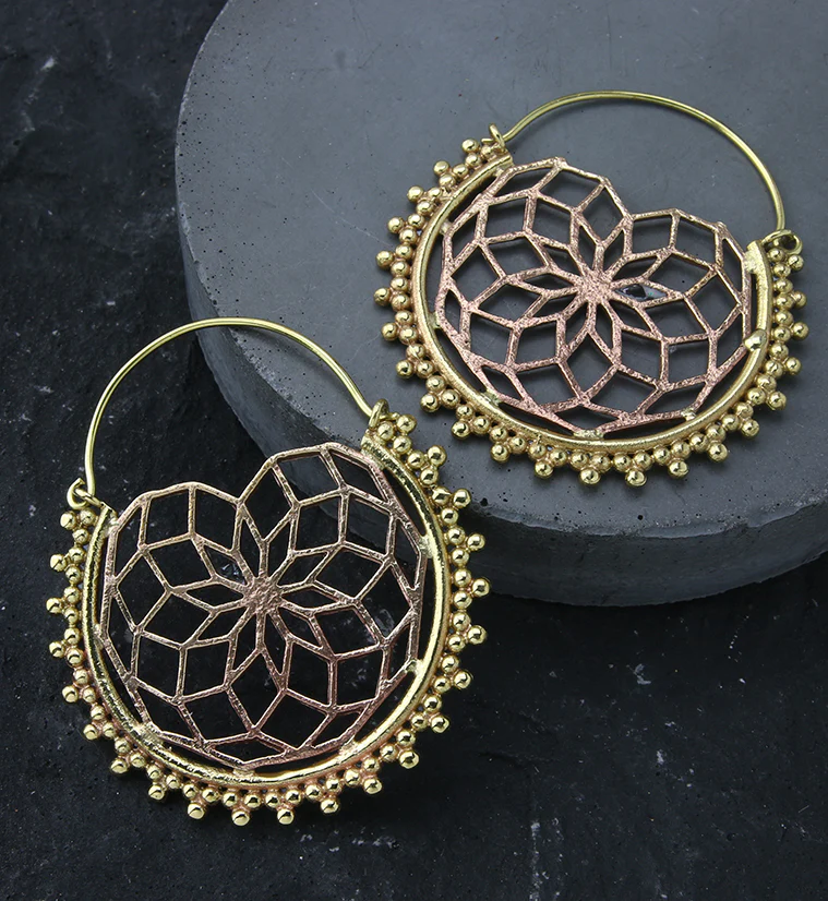 Geo Seed of Life Copper Brass Hangers / Earrings - Image 2