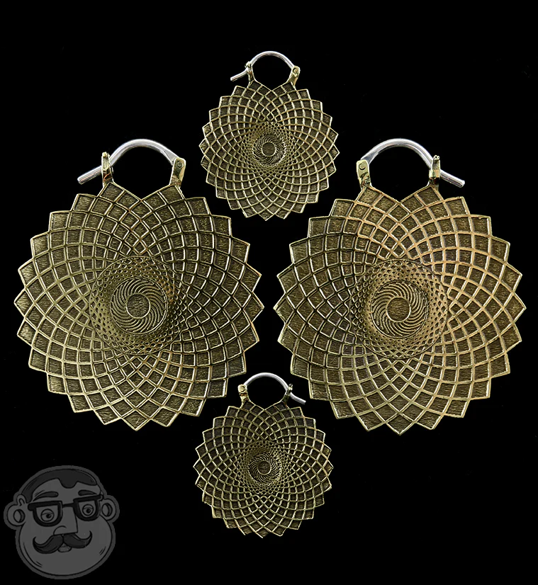 Geometric Brass Earrings - Weights - Image 2