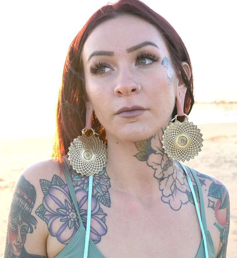 Geometric Brass Earrings - Weights - Image 3