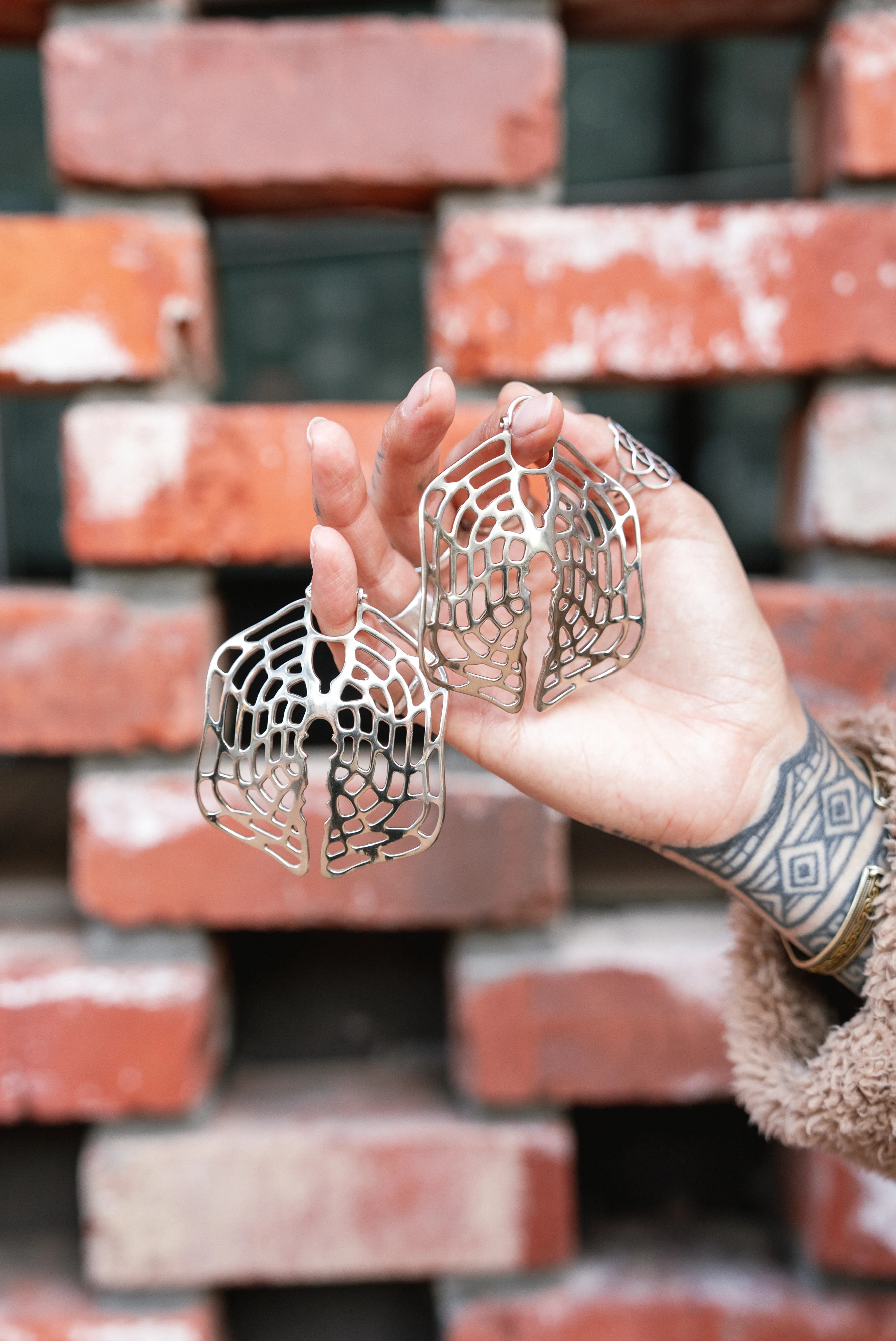 Xylem Geometric White Brass Hangers / Earrings - Image 7